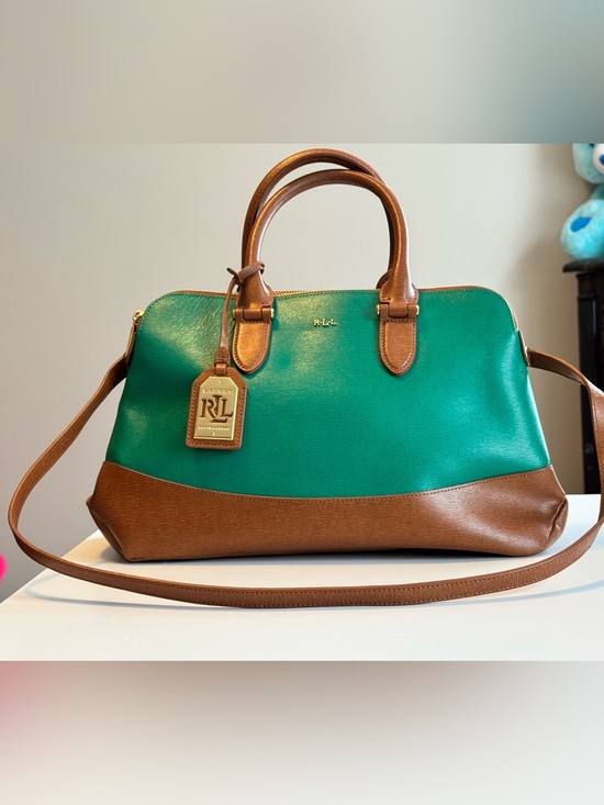 Ralph Lauren Handbags - Lauren Ralph Lauren Green Leather Dome Satchel Crossbody Bag